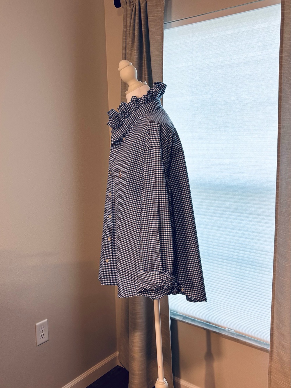 Classic Blue Refashioned plaid Ralph LaurenButton-Down Oxford Shirt for Women - Picture 9 of 10